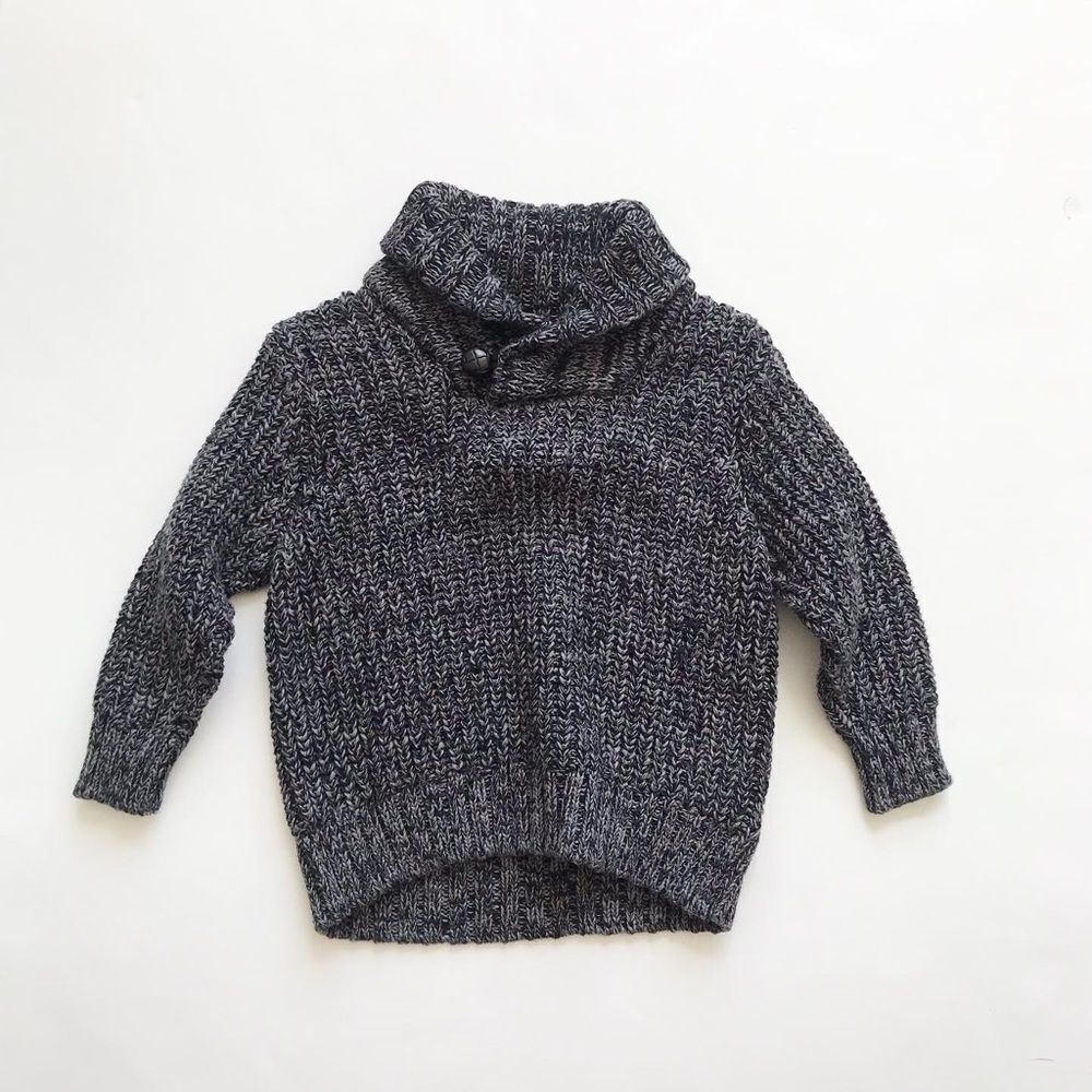 Old Navy black/gray cowl neck sweater EUC 12-18m